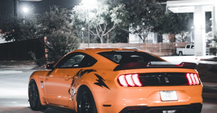 Mustang Customization - Orange Ford Mustang at Night