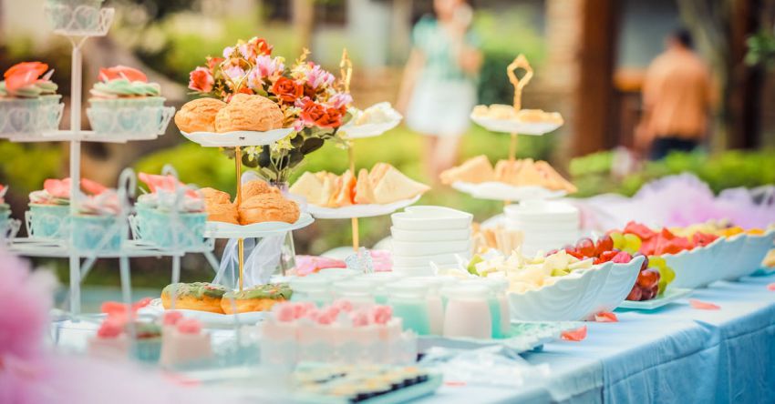 Mustang Events - Various Desserts on a Table covered with Baby Blue Cover